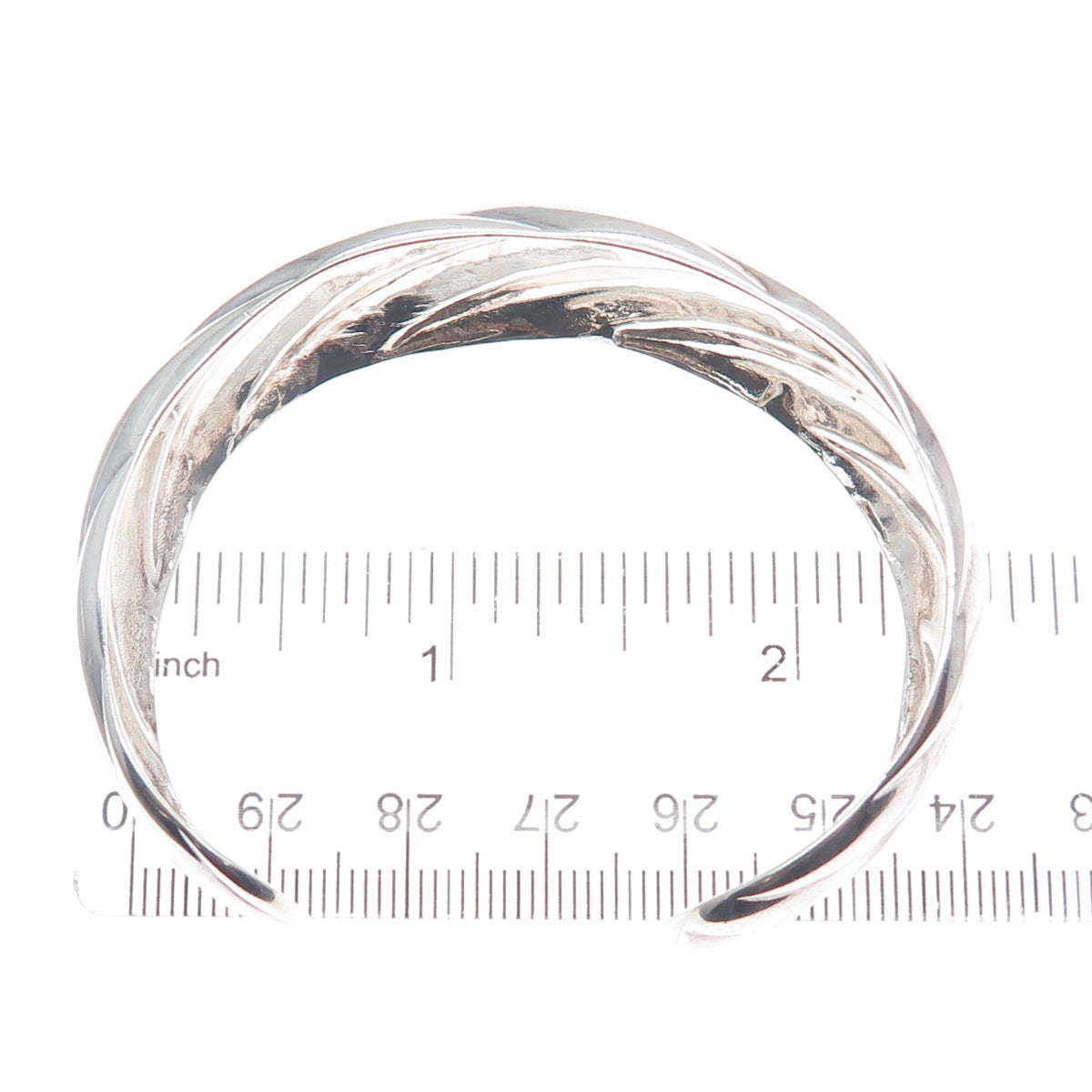 EURS 925 Sterling Silver Vintage Wavy Adjustable Cuff Bracelet 6.25"