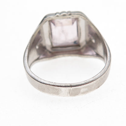 Vargas 925 Sterling Silver Antique Art Deco Lavender Rhinestone Ring Size 11.5