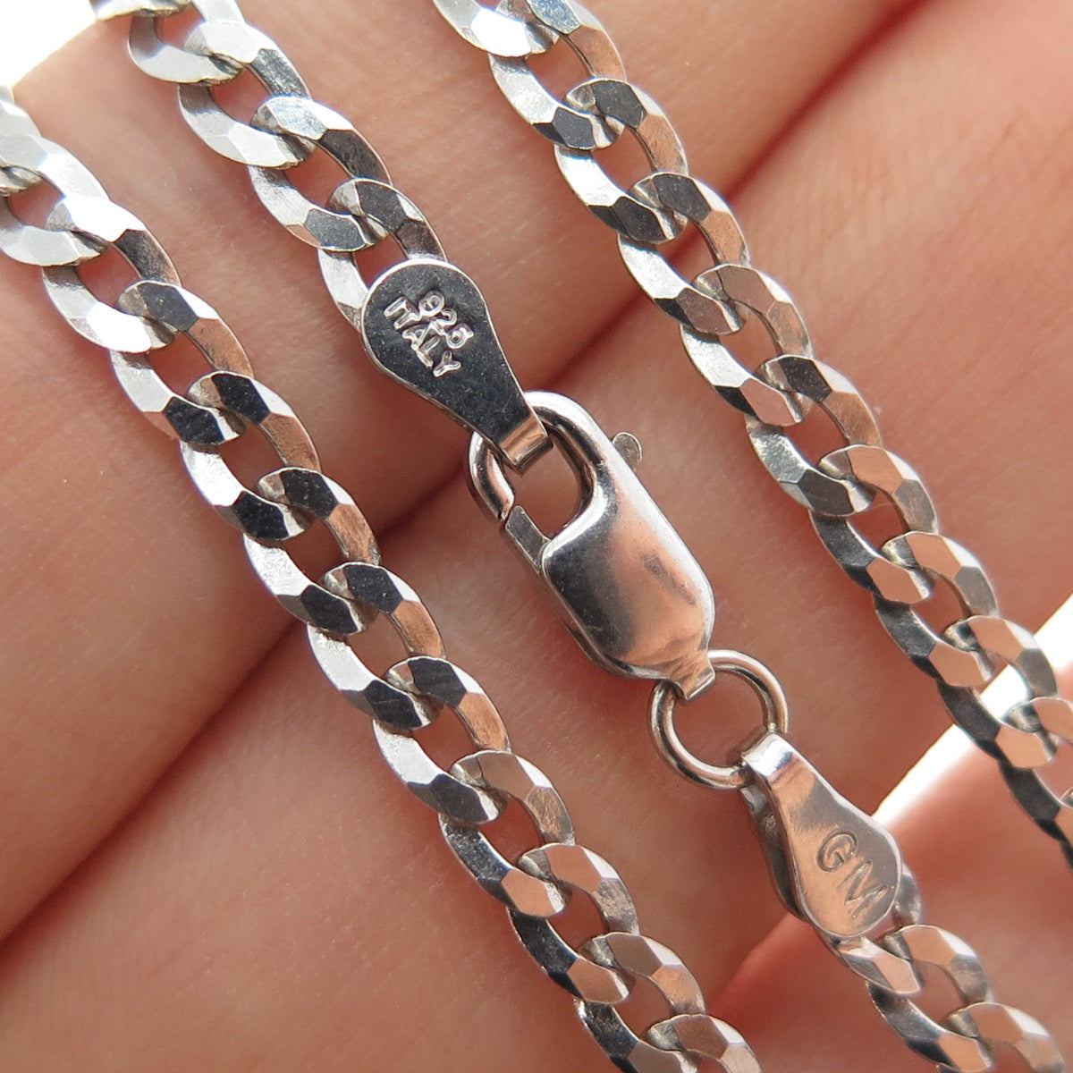 925 Sterling Silver Italy Curb Chain Necklace 16"