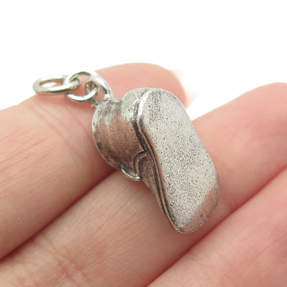 925 Sterling Silver Antique Art Deco Baby Shoe Minimalist Oxidized Pendant