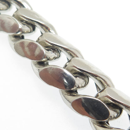 925 Sterling Silver Vintage 54.2g Curb Link Bracelet 8.25"