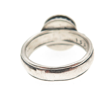 Didae 925 Sterling Silver Vintage Israel Real Pearl Oxidized Ring Size 7