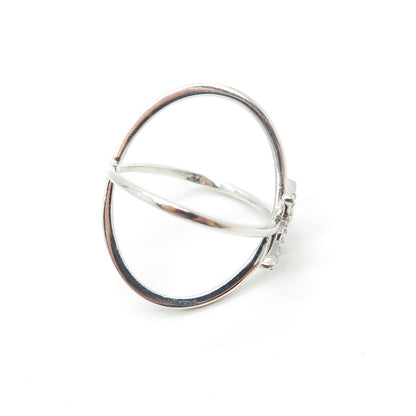 925 Sterling Silver Round-Cut C Z Crisscross Ring Size 7.25