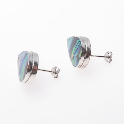 AF DESIGN 925 Sterling Silver Vintage Real Abalone Shell Teardrop Earrings