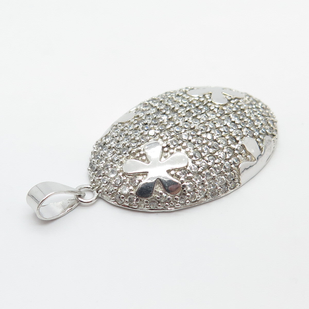 925 Sterling Silver C Z Oval Pendant