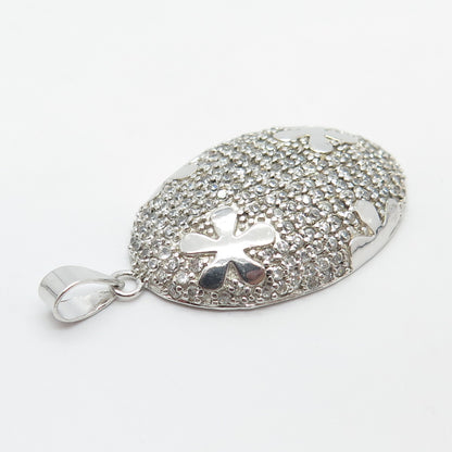 925 Sterling Silver C Z Oval Pendant