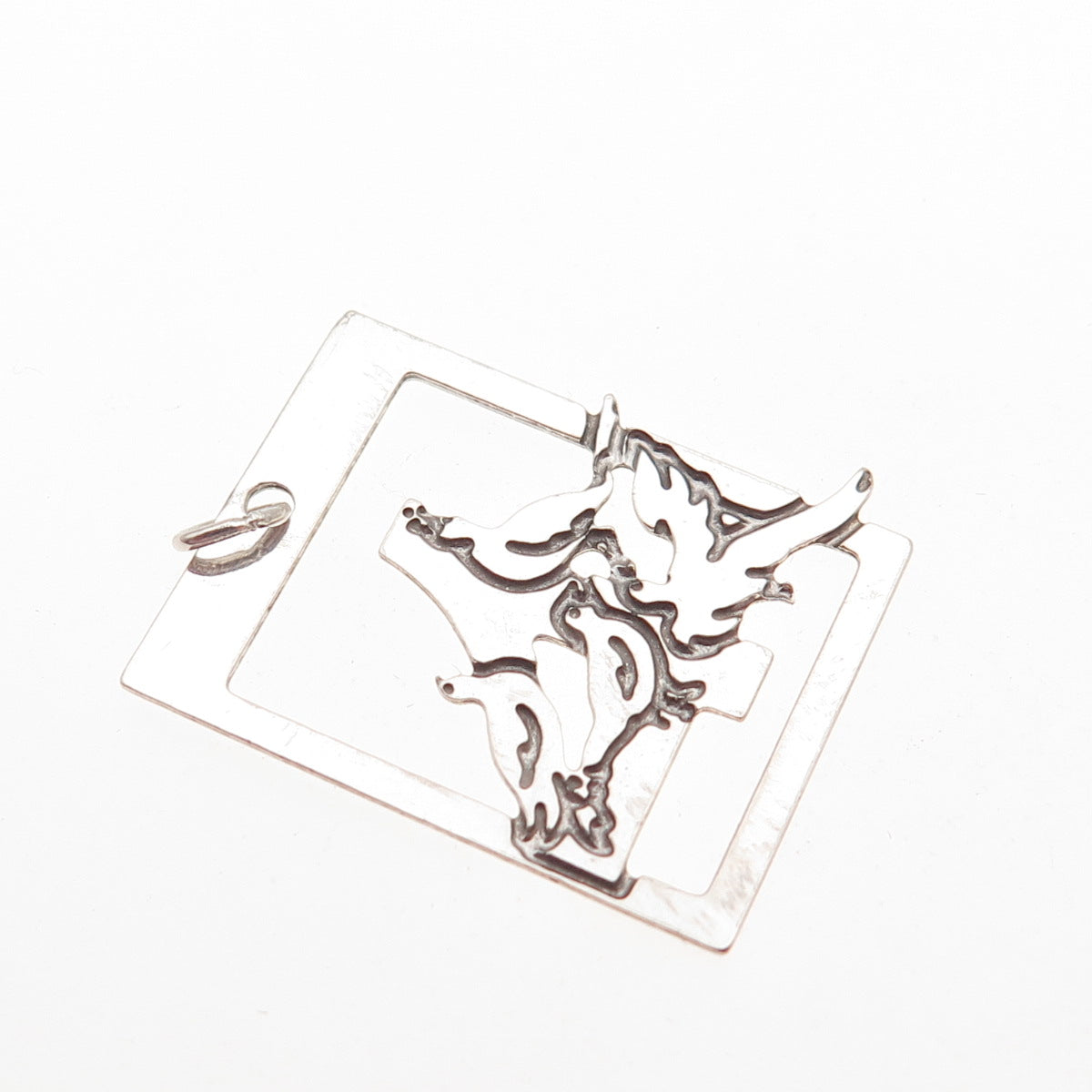 925 Sterling Silver Vintage Branch Of Garden Birds Charm Pendant