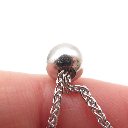 925 Sterling Silver 2-Tone Real Diamond X-Shape Adjustable Bolo Bracelet 6-9"