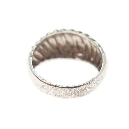 925 Sterling Silver Vintage Modernist Ribbed Dome Oxidized Ring Size 6.5