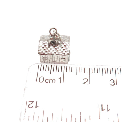 925 Sterling Silver Antique Art Deco Family House 3D Mini Charm Pendant