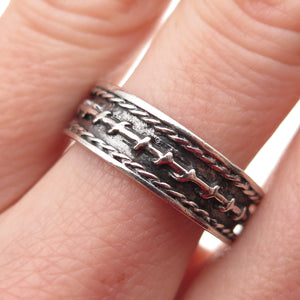 925 Sterling Silver Vintage Wire Oxidized Band Ring Size 8.5