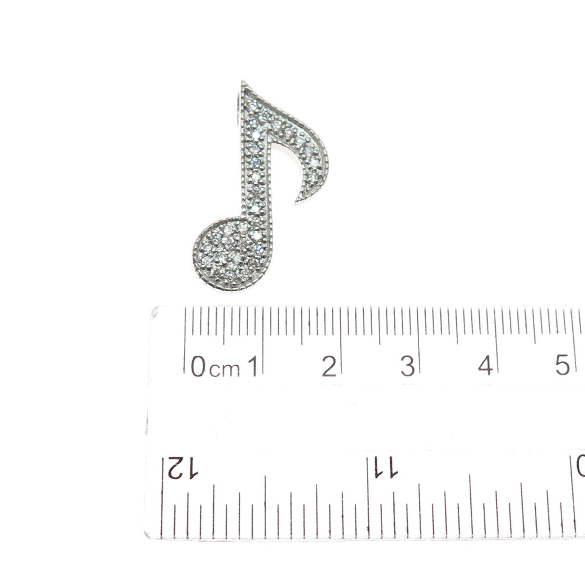925 Sterling Silver Round-Cut C Z Music Note Slide Charm Pendant