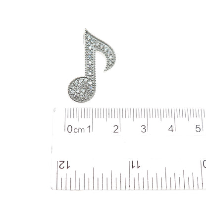 925 Sterling Silver Round-Cut C Z Music Note Slide Charm Pendant
