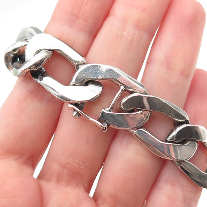 800 Silver Vintage Poland Heavy 163.9g Oxidized Curb Chain Necklace 20"