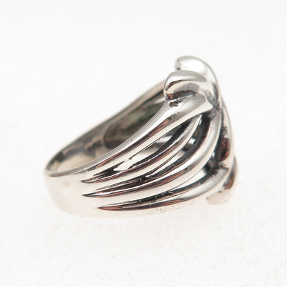 925 Sterling Silver Vintage Modernist Knot Oxidized Ring Size 8.5