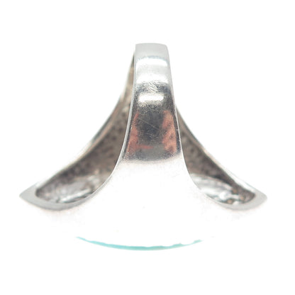 SX SALLY C 925 Sterling Vintage Lone Mountain Turquoise Beaded Ring Size 10.25