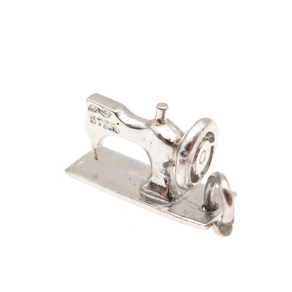 925 Sterling Silver Antique Art Deco Sewing Machine 3D Mini Charm Pendant