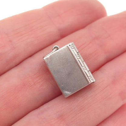 925 Sterling Silver Antique Art Deco Real MOP Cross Prayer Mini Locket Pendant