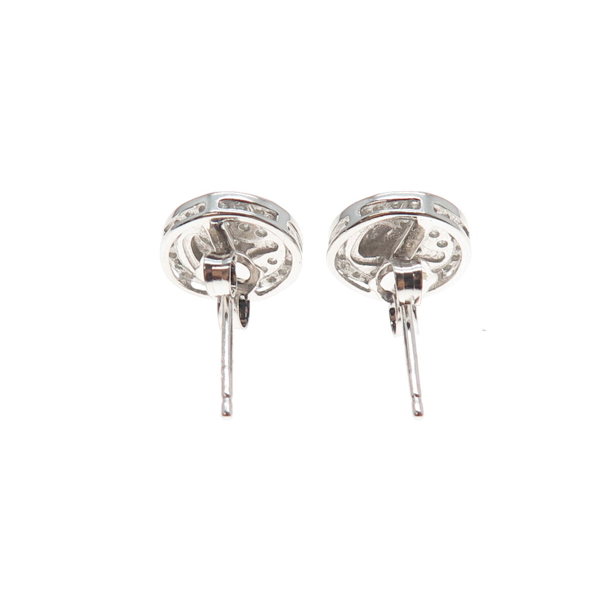 925 Sterling Silver Round-Cut C Z Buddha Stud Earrings