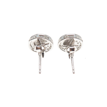 925 Sterling Silver Round-Cut C Z Buddha Stud Earrings