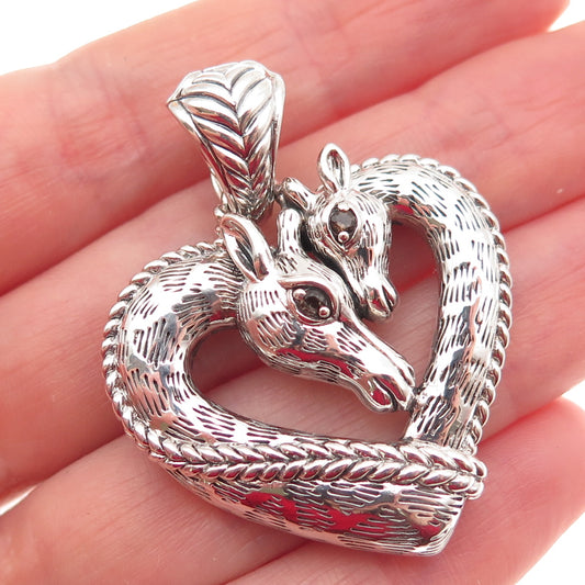 JAI by John Hardy 925 Sterling Silver Real Smoky Quartz Giraffe Heart Pendant