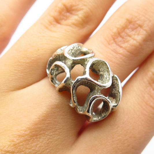 925 Sterling Silver Vintage PACE Brutalist Ring Size 8.25