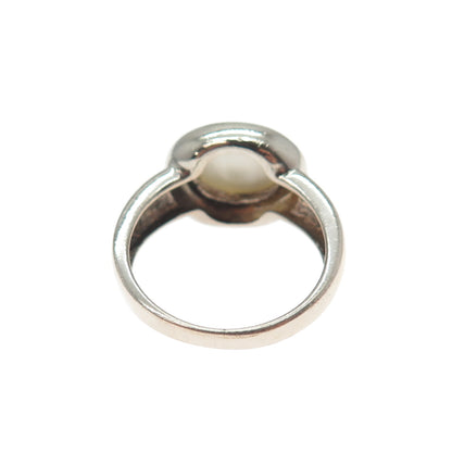 925 Sterling Silver Vintage Optic Fiber Cat's Eye Modernist Ring Size 8