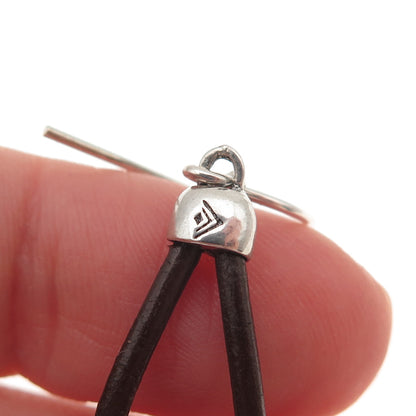 Silpada 925 Sterling Silver Vintage Brown Leather Prairie Girl Disc Earrings