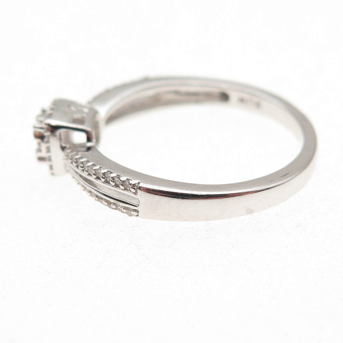 Sun 925 Sterling Silver Real Round-Cut Diamond Engagement Ring Size 7