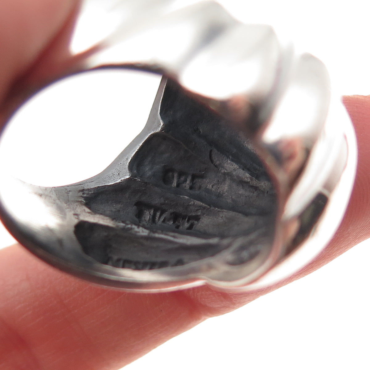 925 Sterling Silver Vintage Mexico Modernist Dome Oxidized Ring Size 8