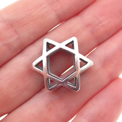 925 Sterling Silver Vintage Star of David Oxidized Slide Charm Pendant