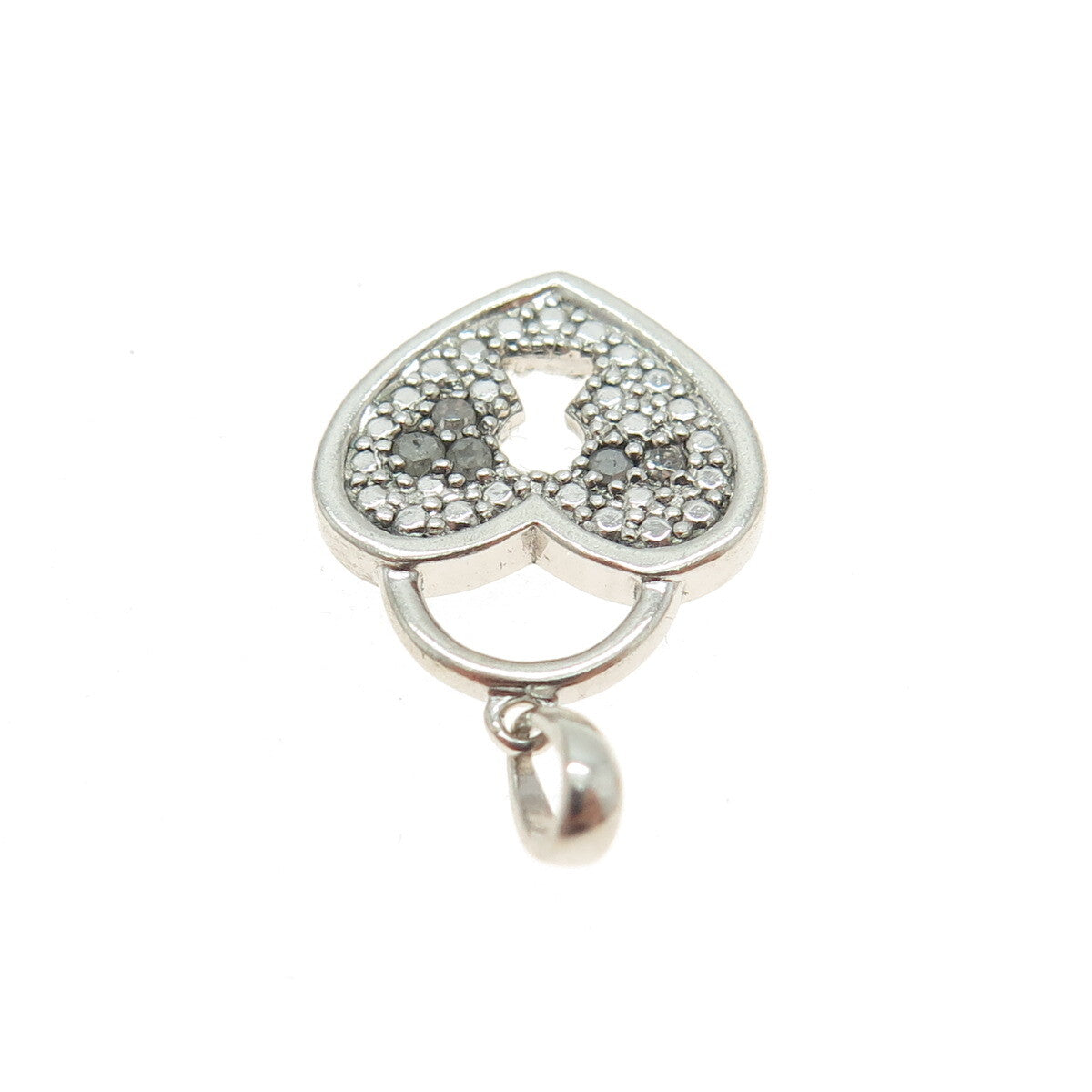 925 Sterling Silver Real Diamond Heart Lock Pendant