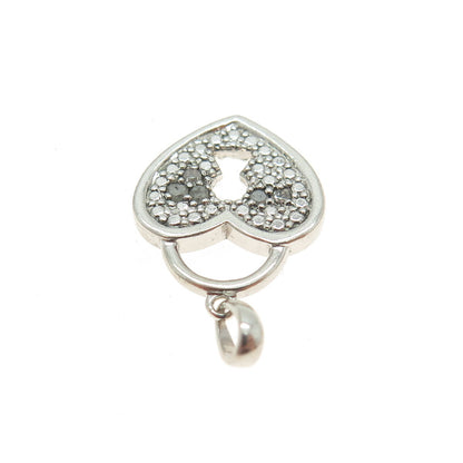 925 Sterling Silver Real Diamond Heart Lock Pendant