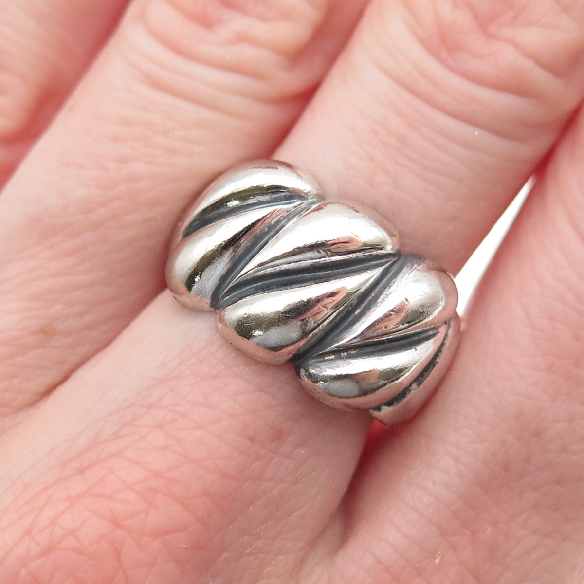 Chapal Zenray 925 Sterling Silver Vintage Modernist Oxidized Ring Size 7