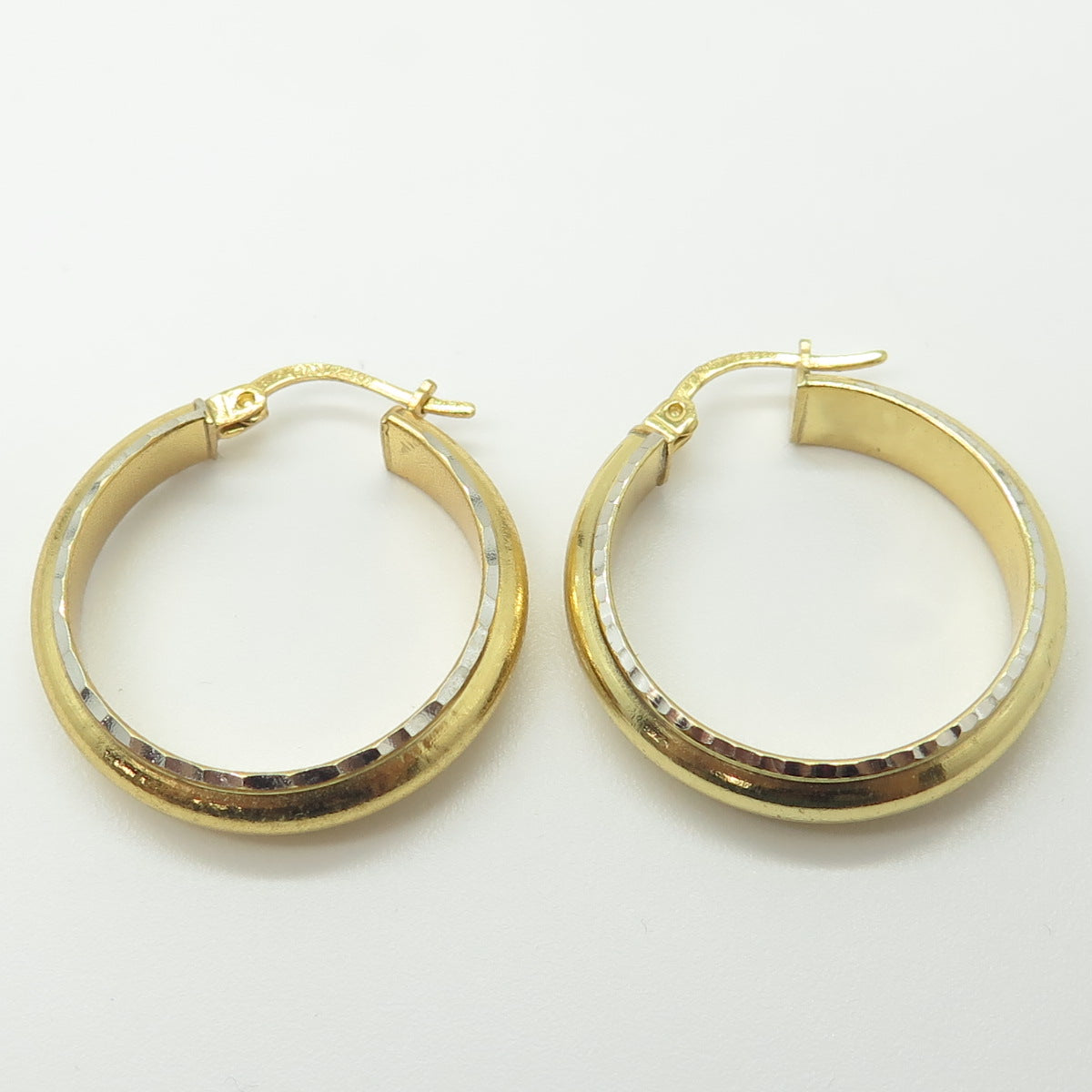 HAN 925 Sterling Silver Gold Plated Hammered Hoop Earrings