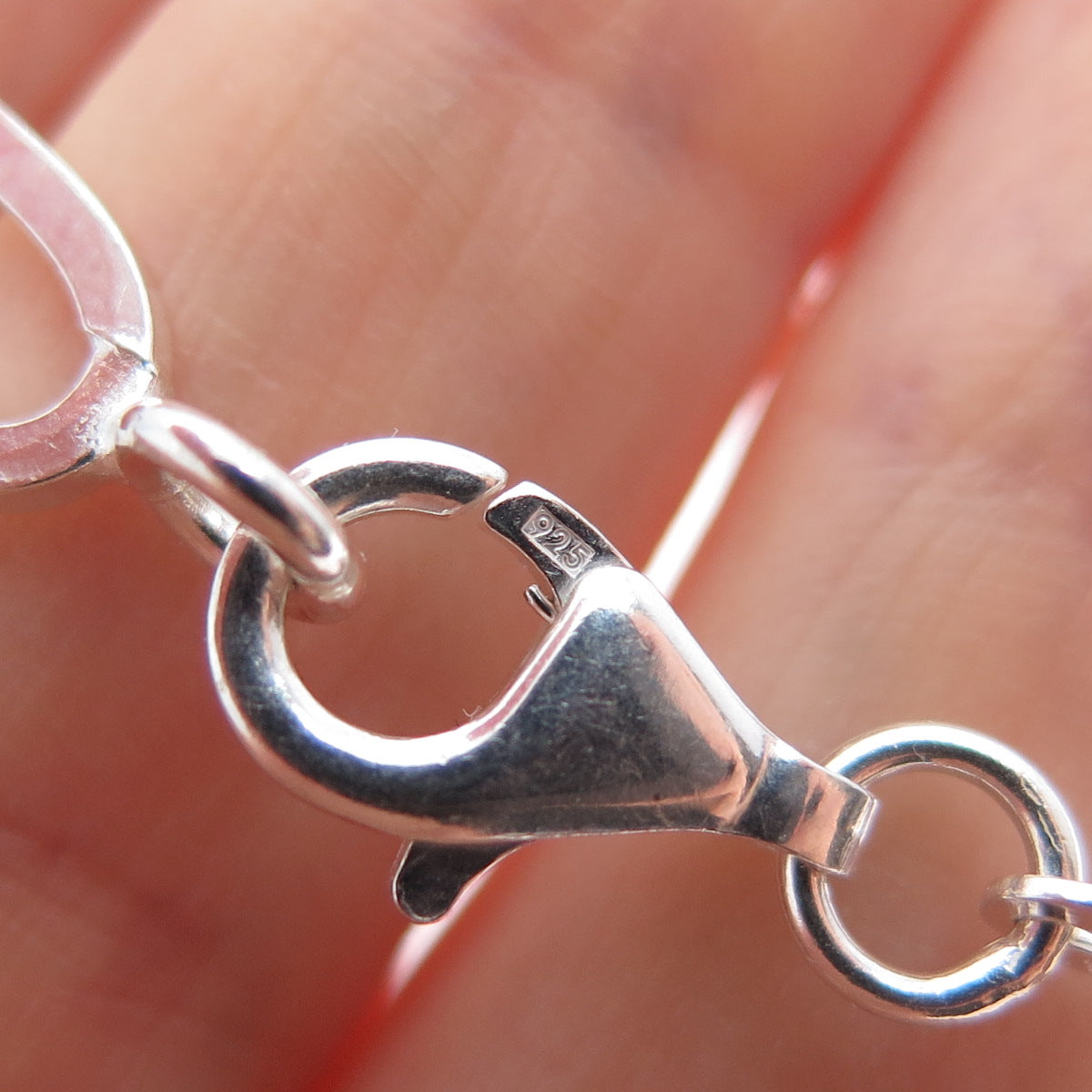 925 Sterling Silver Vintage Black Onyx Modernist Paperclip Chain Necklace 24"