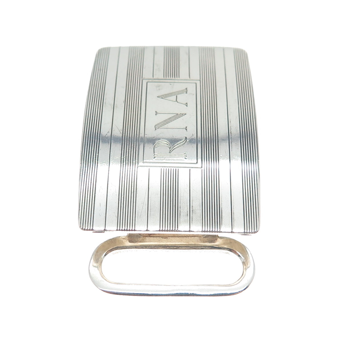 CHARLES THOMAE 925 Sterling Silver Vintage Engraved RNA Monogram Belt Buckle