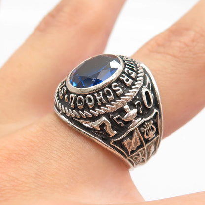 925 Sterling Silver Vintage Glass 1970 "St. Francis Xavier" School Ring Size 6
