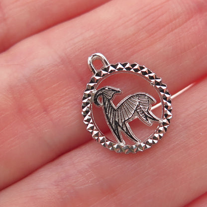 REMBRANDT RJL 925 Sterling Silver Vintage Aries Zodiac Diamond-Cut Mini Pendant