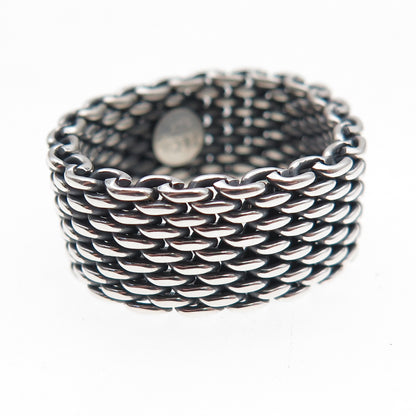 Tiffany & Co. 925 Sterling Silver Vintage Somerset Mesh Ring Size 8
