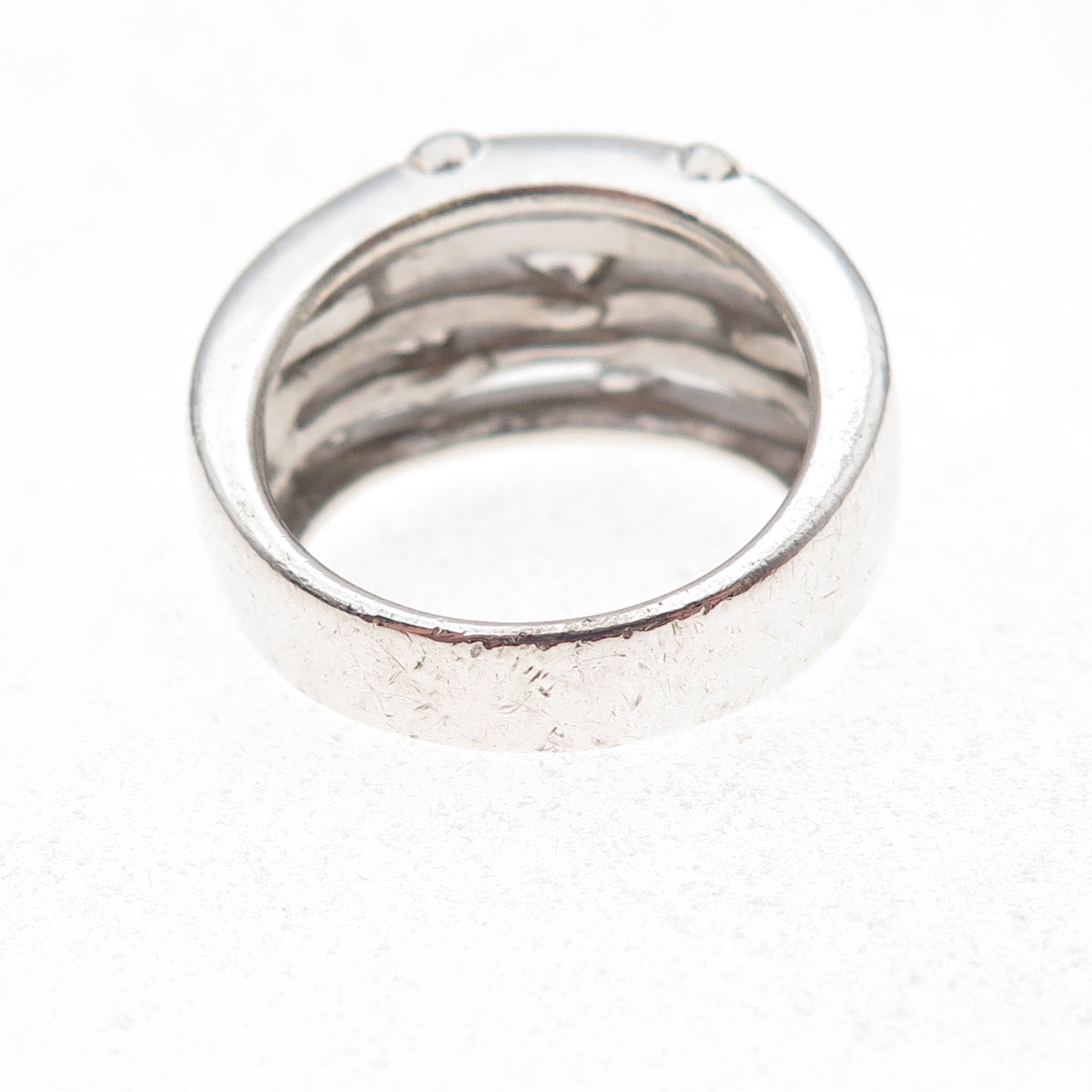 925 Sterling Silver Round-Cut C Z 5-Row Station Ring Size 7.25