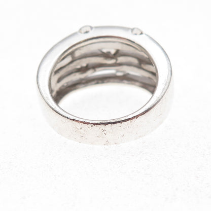925 Sterling Silver Round-Cut C Z 5-Row Station Ring Size 7.25