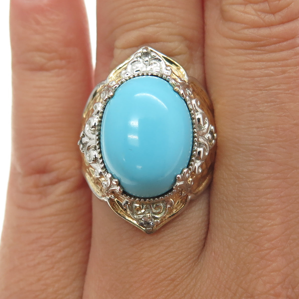 MICHAEL VALITUTTI Gems En Vogue Sterling 2-Tone Turquoise & Topaz Ring Size 7