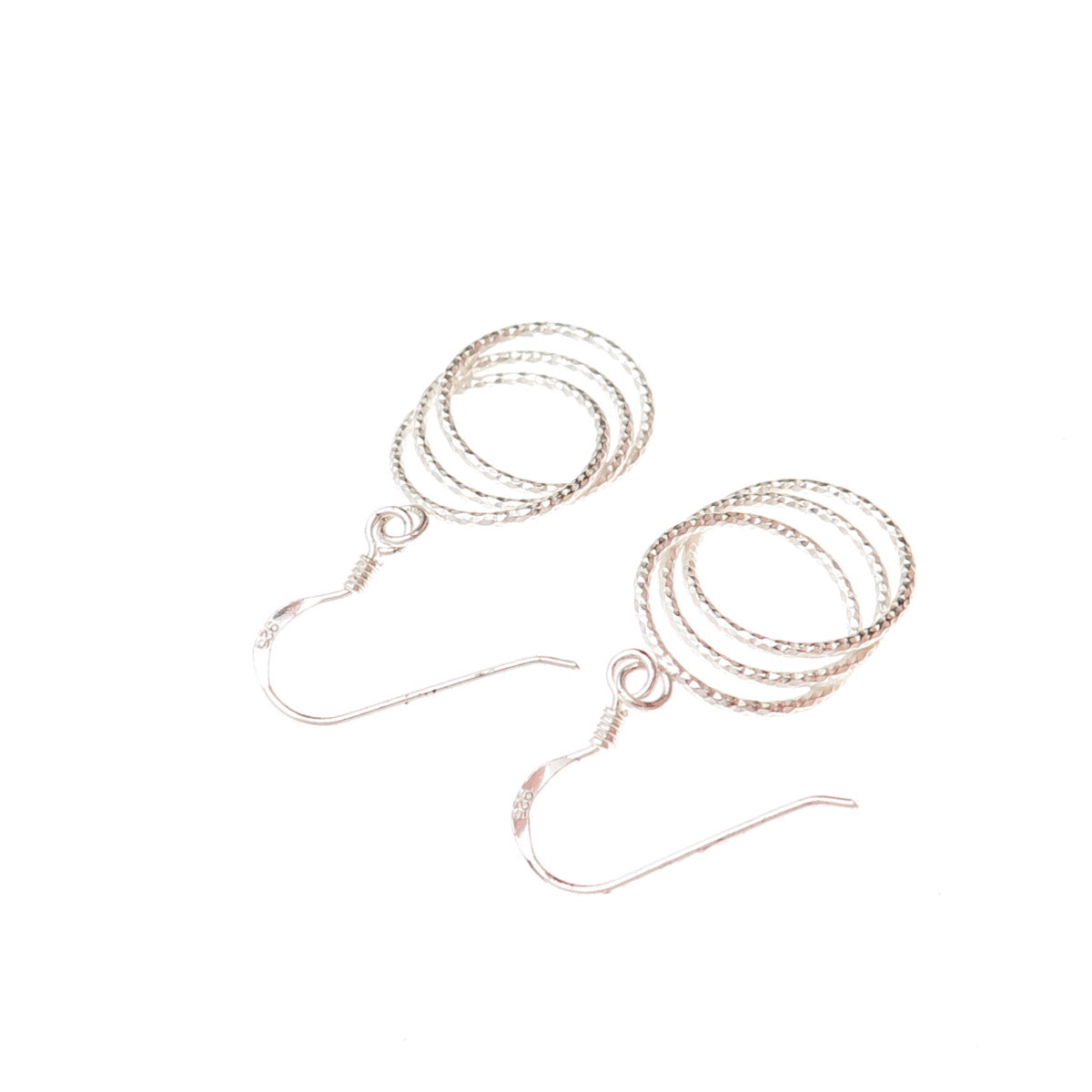 925 Sterling Silver Interlocked Circle Dangle Earrings