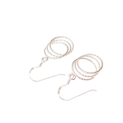 925 Sterling Silver Interlocked Circle Dangle Earrings
