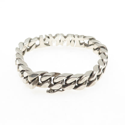 800 Silver Vintage Egypt Jimmy Name Cuban Link Bracelet 7.75"