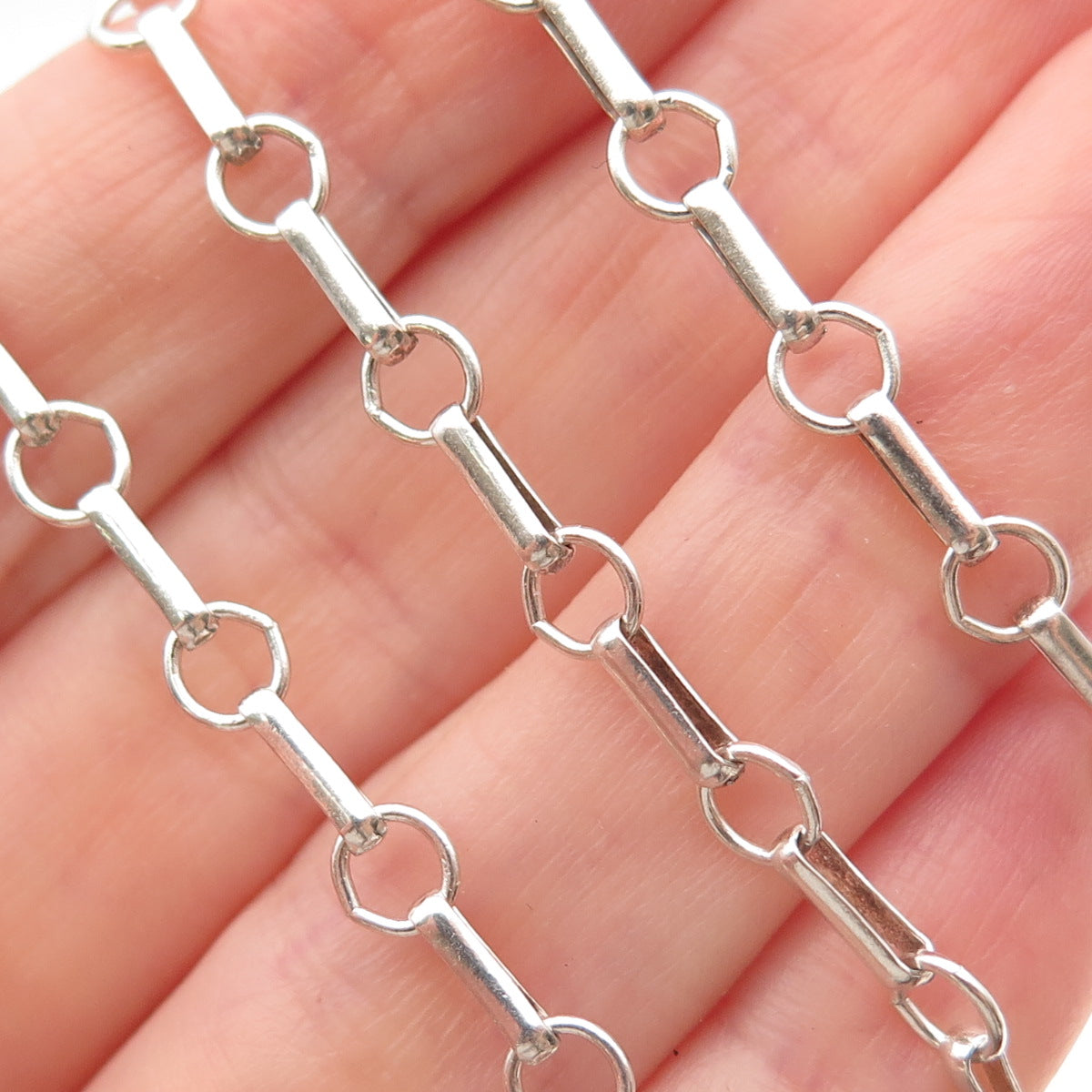 Emily Ray 925 Sterling Silver Vintage Rolo & Bar Chain Necklace 16"