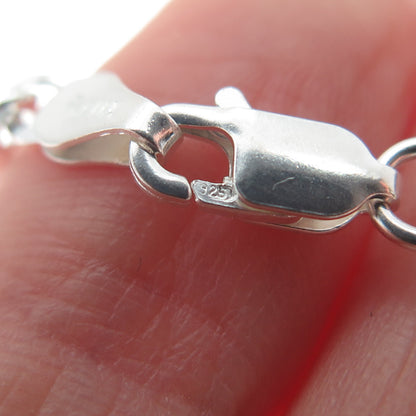 P. LUX 925 Sterling Silver Italy Diamond-Cut Flat Curb Link Bracelet 7"