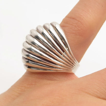 925 Sterling Silver Vintage Multi-Bar Domed Ring Size 5