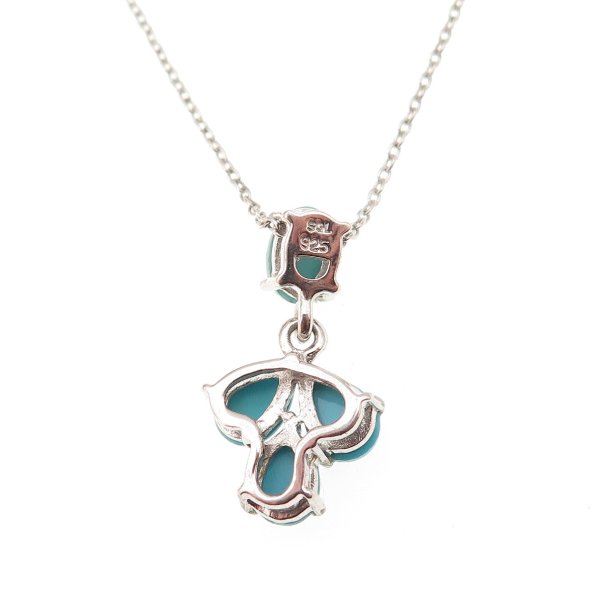 925 Sterling Silver Real Sleeping Beauty Turquoise Cable Chain Necklace 18"